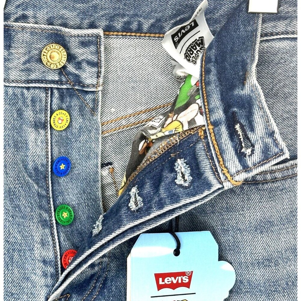 Levi's Super Mario Womens Jeans 501 Original Cropped Light Wash Blue W 26 x L 30 - Picture 8 of 16